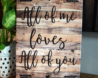 14 x 20 Inch "All of me Loves All of you" canvas print