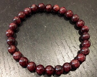 Garnet Bracelet - Healing Crystal Bracelet - Garnet Jewelry - Garnet elastic bracelet - Garnet Stone jewelry - Root Chakra Stone Bracelet