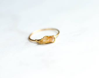 Raw Citrine Ring for Women, Gold Ring, Statement Jewelry, Raw Crystal Ring, Dainty Ring, Minimalist Ring, Gemstone Stacking Rings, Boho Ring