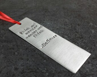 Personalized Bookmark - Hand Stamped Aluminum Bookmark - Custom Teacher Gift - Reader Gift