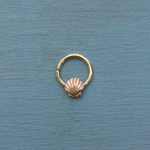 Seashell Septum Ring Solid 9ct Yellow or Rose Gold Septum