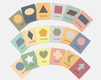 Printable flash cards Geometric shapes learning tool INSTANT DOWNLOAD Educational memory game Toddler fun learning Home school Supplies