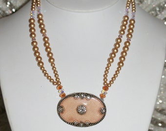 Vintage French Enameled Brooch Necklace