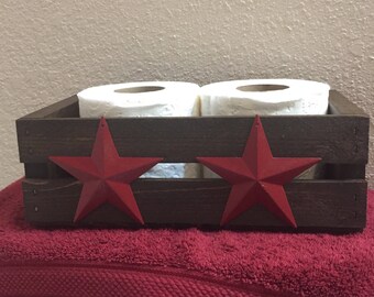 Primitive bathroom decor Toilet paper holder Rustic handmade Bathroom organization Toilet tissue holder Kleenex box holder Farmhouse decor
