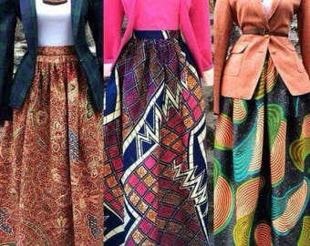 African maxi skirts, ankara prints.