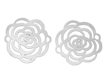 Small Filigree rose connector stainless steel hypoallergenic charms 2pcs