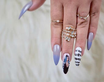 Cardi B |Press On Nails | Cardi B Nails | Fake Nails | Any Shape and Size | Ombre Nails | Gel Nails | Purple Nails | Purple Ombre