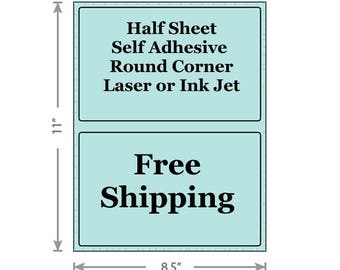 Pastel Blue Shipping Labels 8.5x5.5 Half Sheet Self Adhesive Etsy PayPal Stamps USPS InkJet Laser Free Same Day Shipping