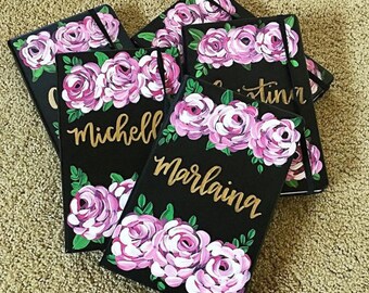 Custom journal | name journal | floral journal | hand painted journal | painted notebook
