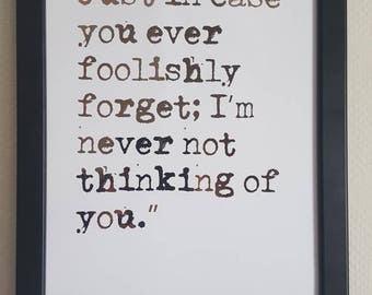 Rose gold Virginia Woolf love quote print.