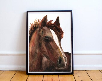 Chestnut Horse Original Watercolor Painting