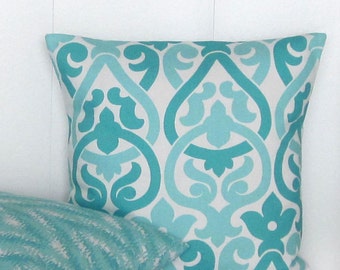 Aqua Pillow Cover, Aqua Throw Pillow Cover, Accent Sofa Couch 16x16 18x18 20x20 22x22 12x16 12x18 12x20 14x22 Lumbar Pillow, Zipper