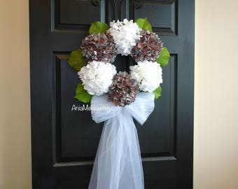 wedding spring wreaths for front door wreaths wedding wreaths for door-hydrangea wreath wedding-front door decorations-veil