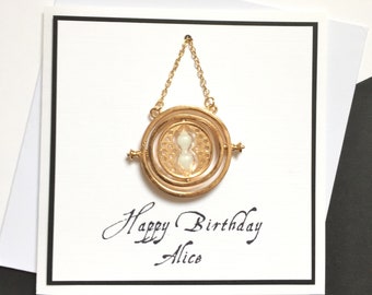 Personnalisé temps Turner collier carte d’anniversaire - Harry Potter / Hermione Grainger / trois tours devraient le faire