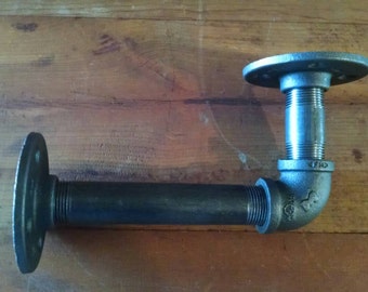 Rustic Iron Pipe Shelf Bracket, Metal Pipes, Black Pipe Shelves, Heavy Duty Shelving, Industrial Shlef Brackets