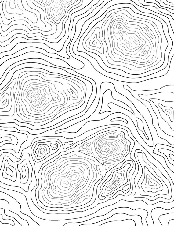 Print and color topography map downloadable coloring page