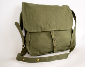 Vintage Military Bag, Army Bag, Canvas Messenger Bag, School Bag, Crossbody Bag, Army Shoulder Bag, Unisex Bag