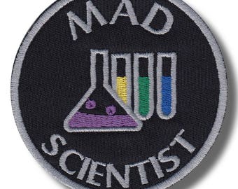 Mad scientist variation 2 - embroidered patch, 8x8 cm
