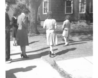 Vintage Snapshot "The Happening" Neighbors Family Friends Back To Camera Found Vernacular Photo