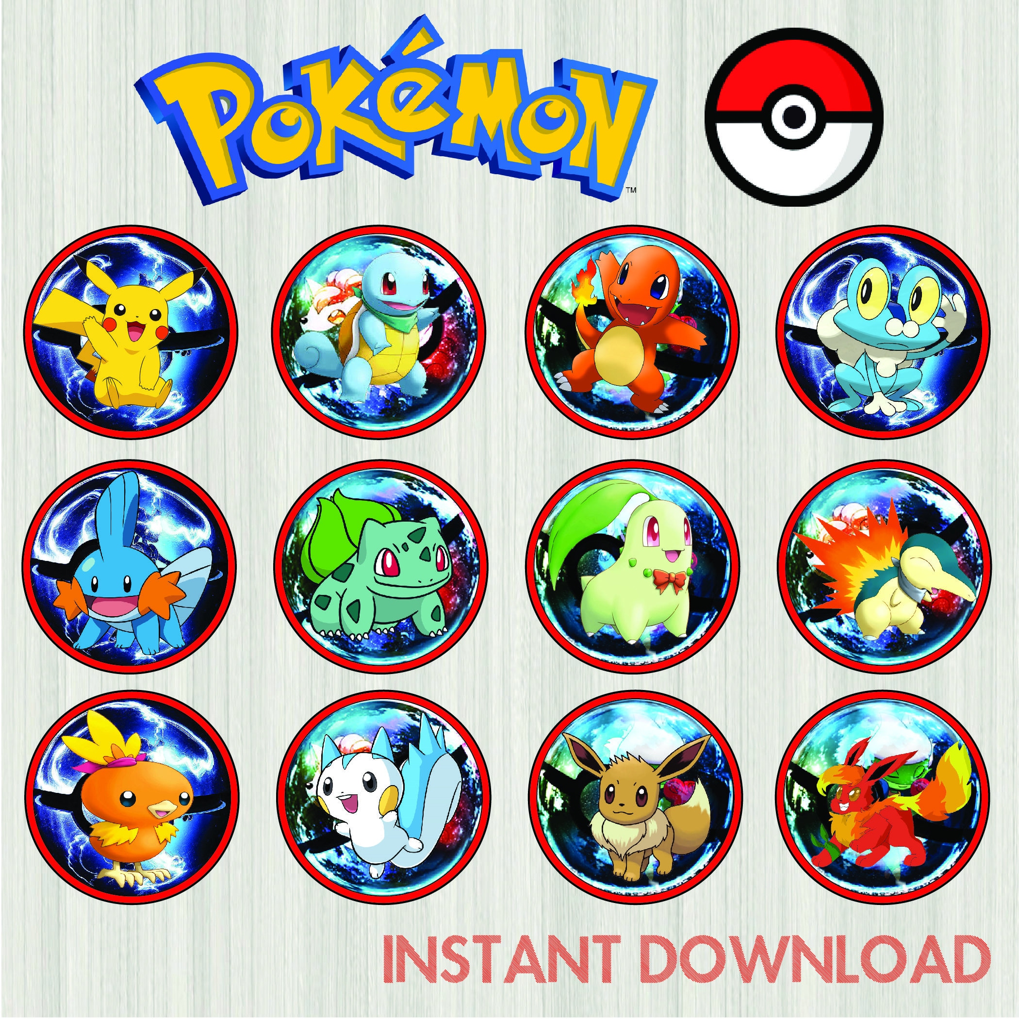 Printable Pokemon Cupcake Toppers