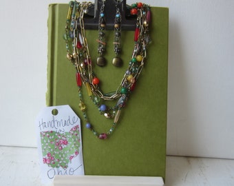 One Clipboard Necklace / Earring Display - Moss Green - Recycled Display - Ready to Ship