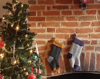 Knit a Garter Stitch Christmas Stocking | PDF Knitting Pattern | Knitted Stocking | The Little Songbird Knitting Co