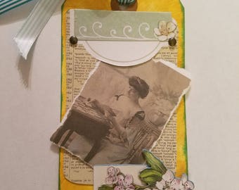 Victorian inspired Altered Art Mixed Media Tag