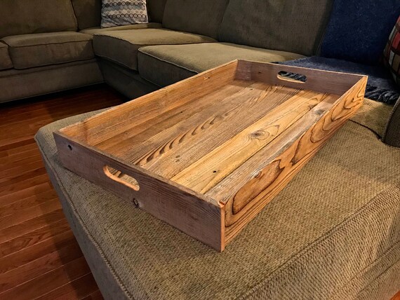 18 x 28 Rustic Reclaimed Wood Tray Large Recycled Wood