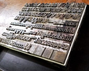 Vintage Metal Letterpress Type 60 pt Romany font