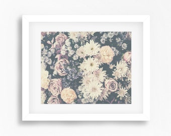 Vintage flowers photography print - Neutral earthy tones print - Flowers photo print - Floral photography print - Modern wall art