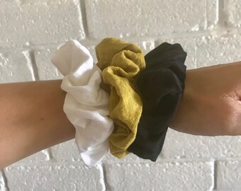 Soft Linen Scrunchie. Hair Bun. Hair Tie. Topknot