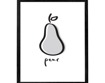 Kitchen art Kitchen print Pear print Kitchen wall art Kitchen poster Pear poster pear Mid century print Pear Scandinavian print nordic print