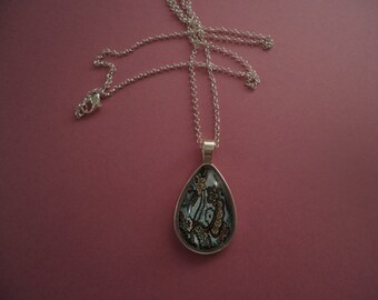 Blue and Brown Paisley Necklace