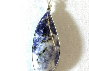 Scapolite Pendant Necklace - Sterling Silver Wire Wrap - All Natural - Free Form P029