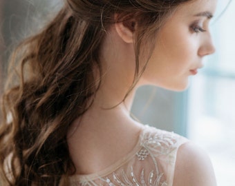 Leaf Hair Comb, Wedding Headpiece, Grecian Head piece, Headpiece, Rhinestones Headpiece, Wedding Hair Accessories,Gold leaf Headpiece- ERICA