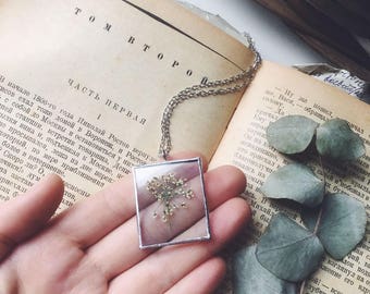 Rustic Flower Necklace, Wildflower necklace, Botanical necklace, Botanical jewelry, Real flower, Bridal Bridesmaid necklace, Rustic wedding
