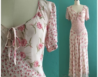 vintage 90's pink floral dress // spring floral midi dress