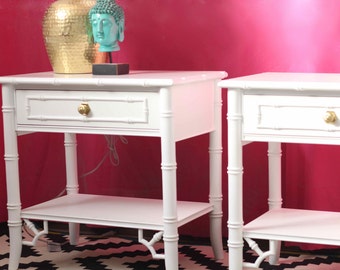Thomasville Allegro Faux Bamboo Nightstands - Available for Custom Lacquer