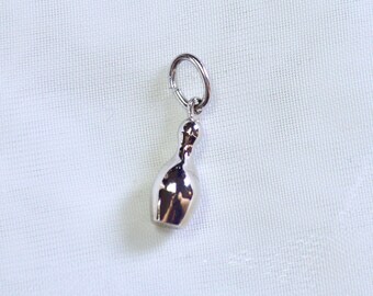 Tiny Bowling Pin - Vintage Sterling Silver Pendant/Charm - Unique Gift for Bowler