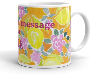 Custom mug, flower mug, yellow m