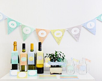Farewell Party Decorations, Farewell Party Printable, Bon Voyage Party Decorations, World Map, Atlas, | INSTANT DOWNLOAD