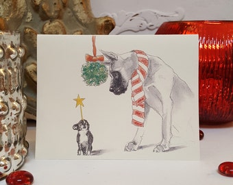 Great Dane and Chihuahua Holiday Card