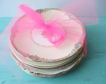Vintage Mismatched Salad Plates Blue Pink Green Set of Six - Vintage Home