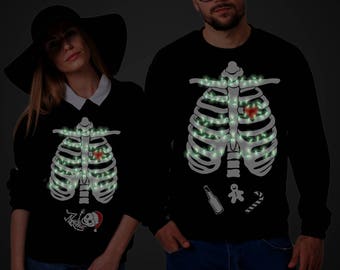 GLOW in the Dark, Christmas Sweatshirt, Christmas Maternity Sweatshirt, Couple Sweatshirt, Couple Sweaters, Maternity Sweater, UNISEX