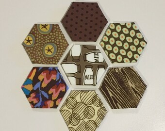 1 inch finished hexagons english paper piecing- brown