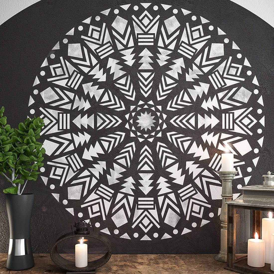 Native Mandala Stencil Large Wall Stencils Wall Art Stencil