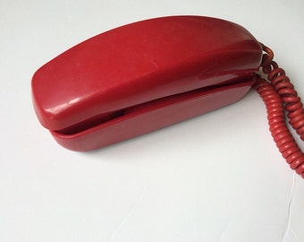 Vintage Red ITT Trimline Telephone Rotary Dial