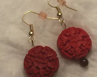 red flower earrings