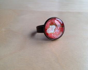 Ring adjustable red flowers