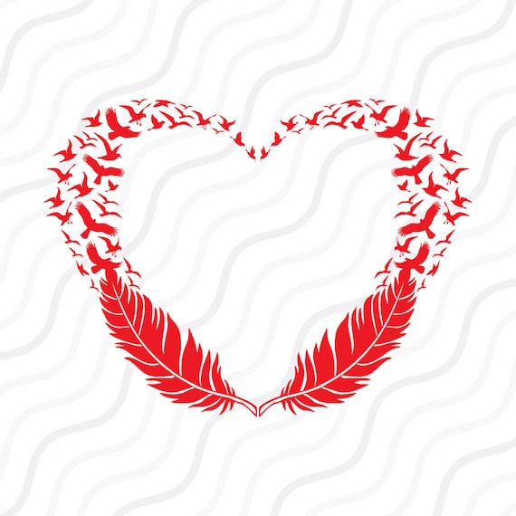 Download Feather birds heart SVG Birds Flying SVG Valentine SVG Cut